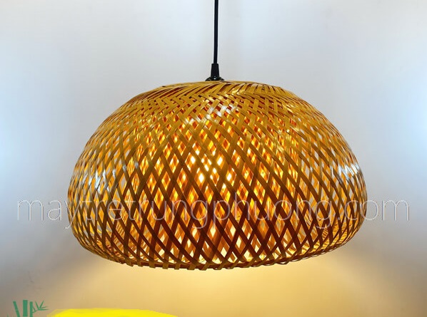 Mushroom-shaped double-layer woven bamboo lamp